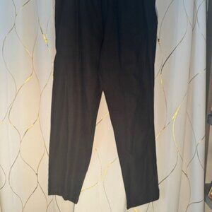 Eskandar Black Wool-Silk Blend Elastic Waist Trousers – Size 2 (generous fit)